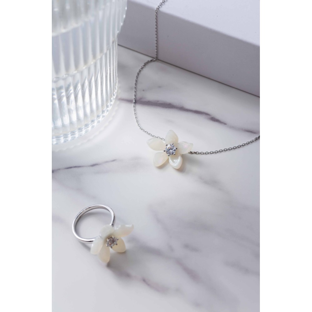 Collar de Cadena Fina Monet Garden Blanco