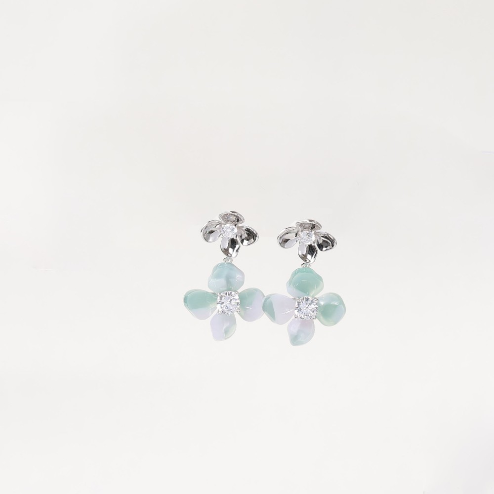 Monet Garden Mint Flow Petal Earrings