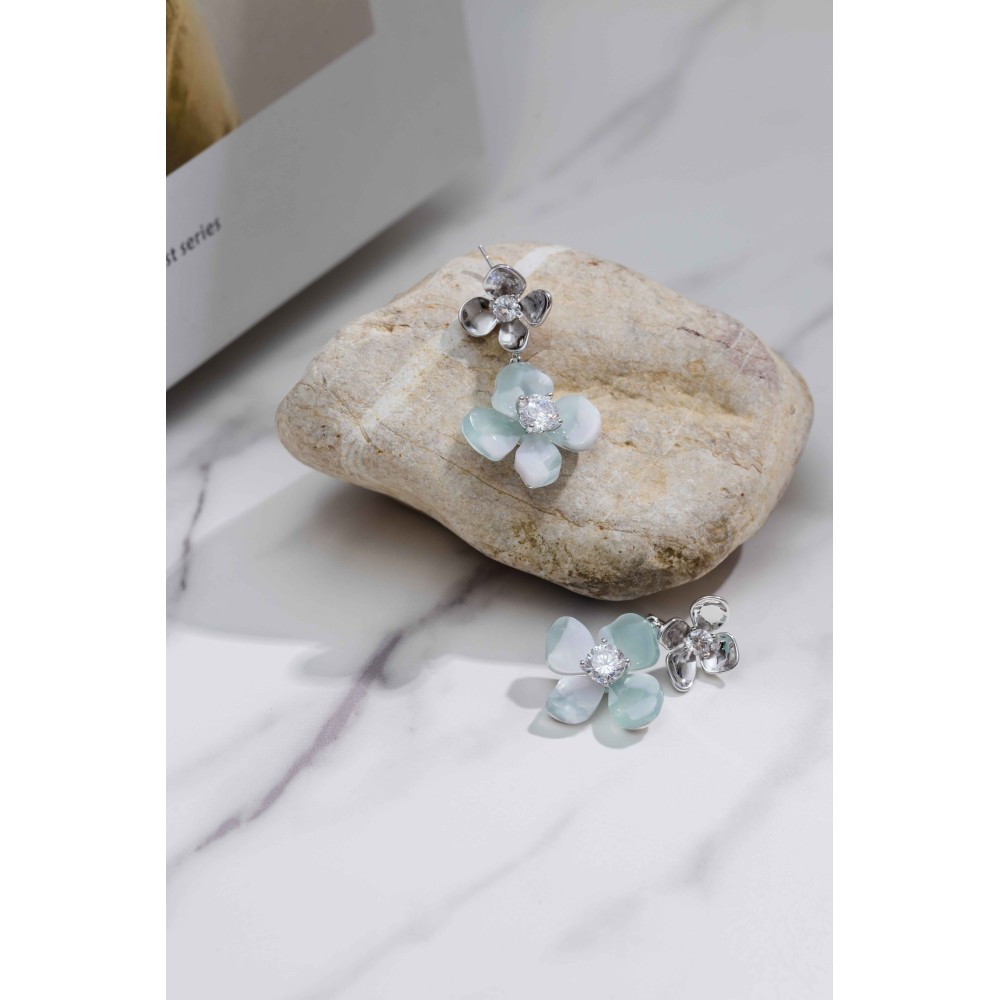 Monet Garden Mint Flow Petal Earrings